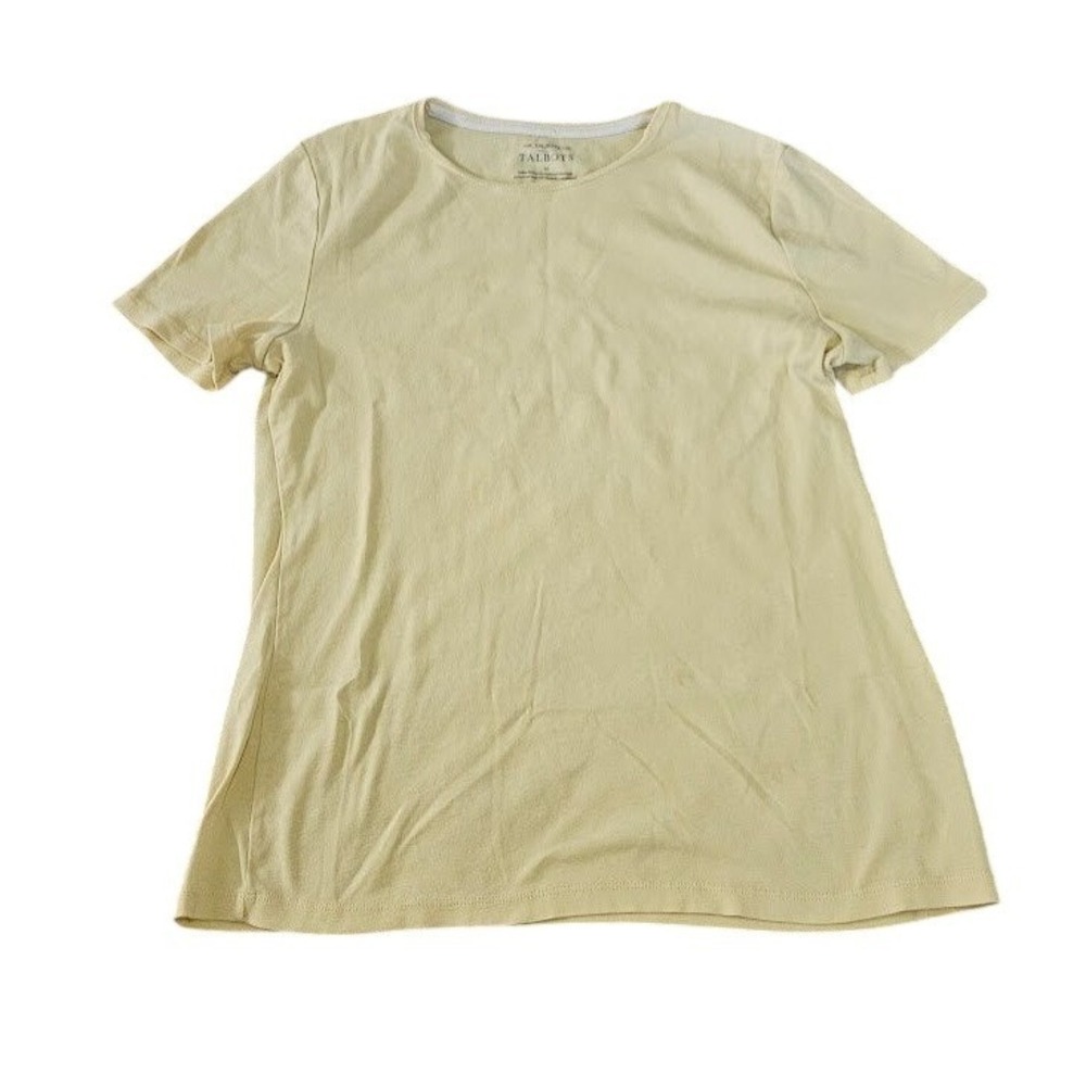 The Talbots Tee Women Medium Butter Yellow Pima Cotton Short Sleeve Crew Neck